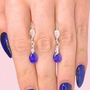 Aros con cubic gota Mini Amatista Laminado de Plata 925